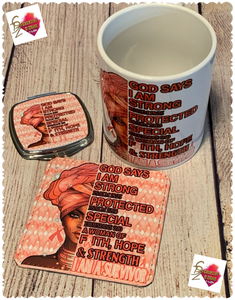 Custom Ladies Gift Set (Mug, Coaster, & Compact Mirror)
