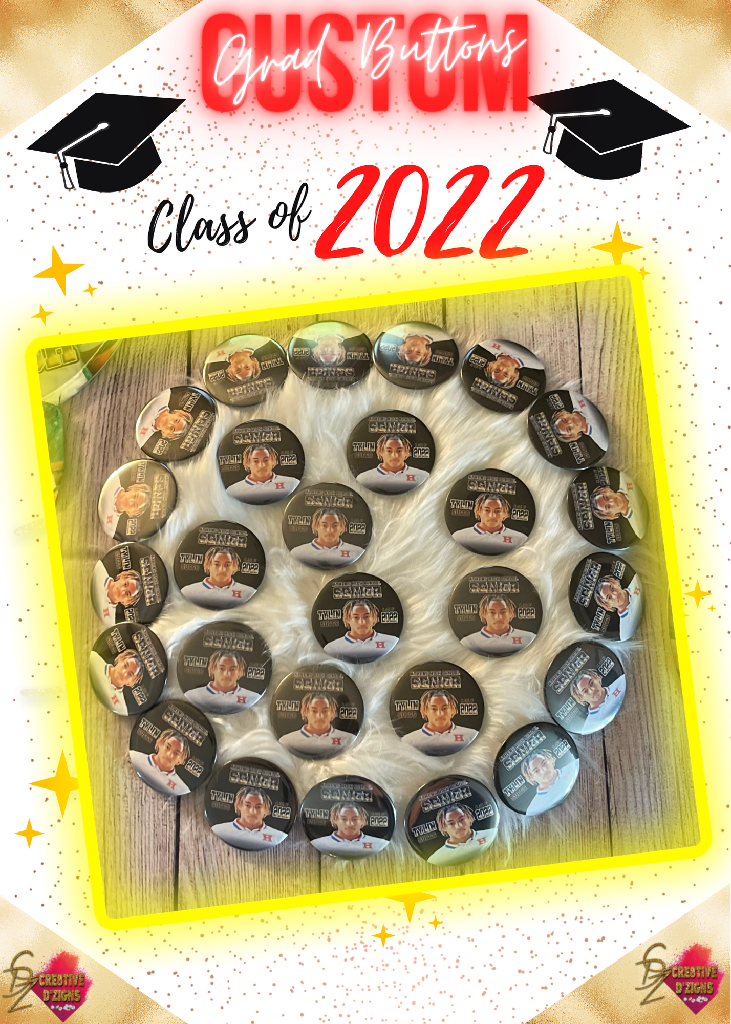 Custom Buttons w/Pinback