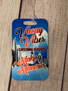 Custom Aluminum 2-Sided Luggage Tags w/clear strap
