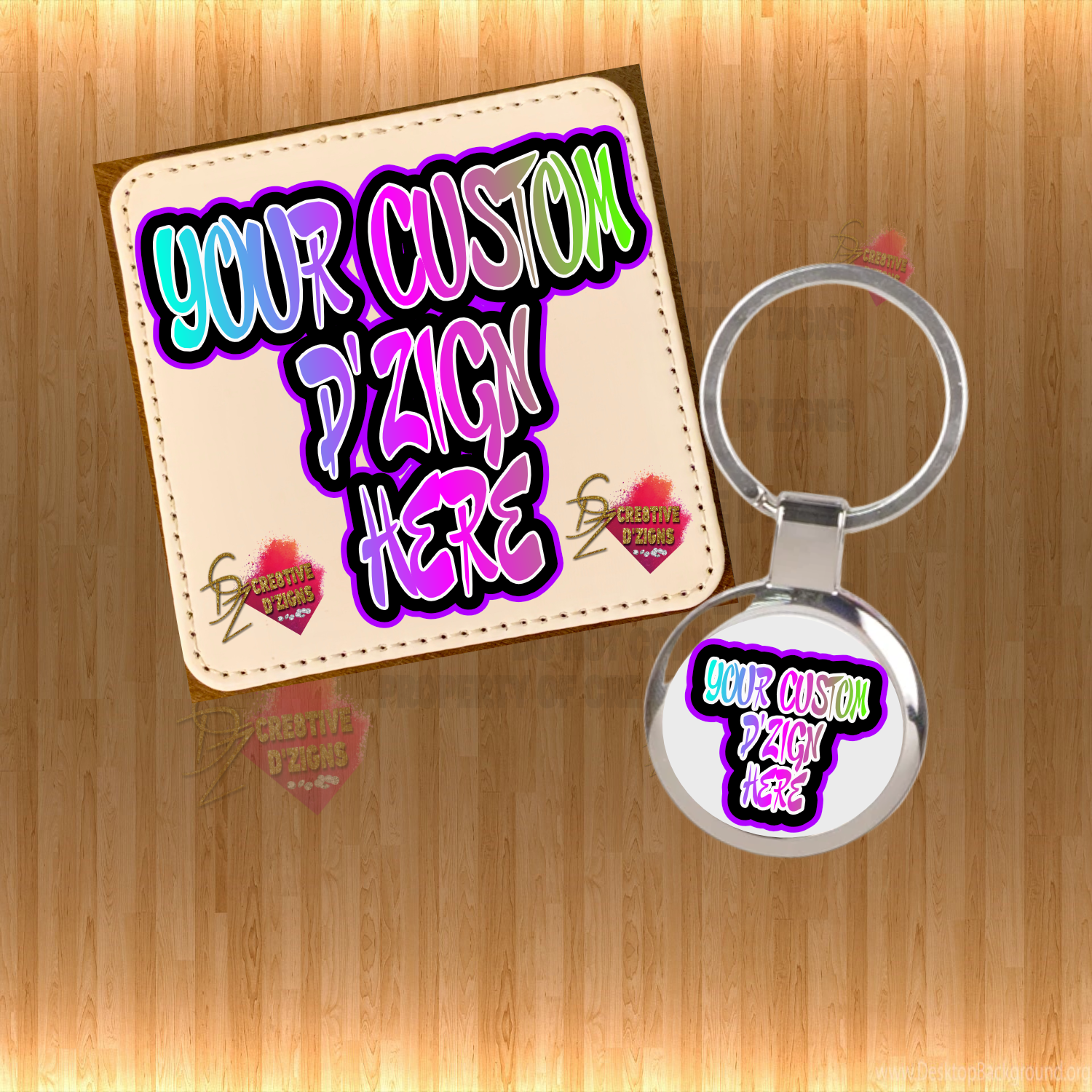Custom Coaster & Keychain Set